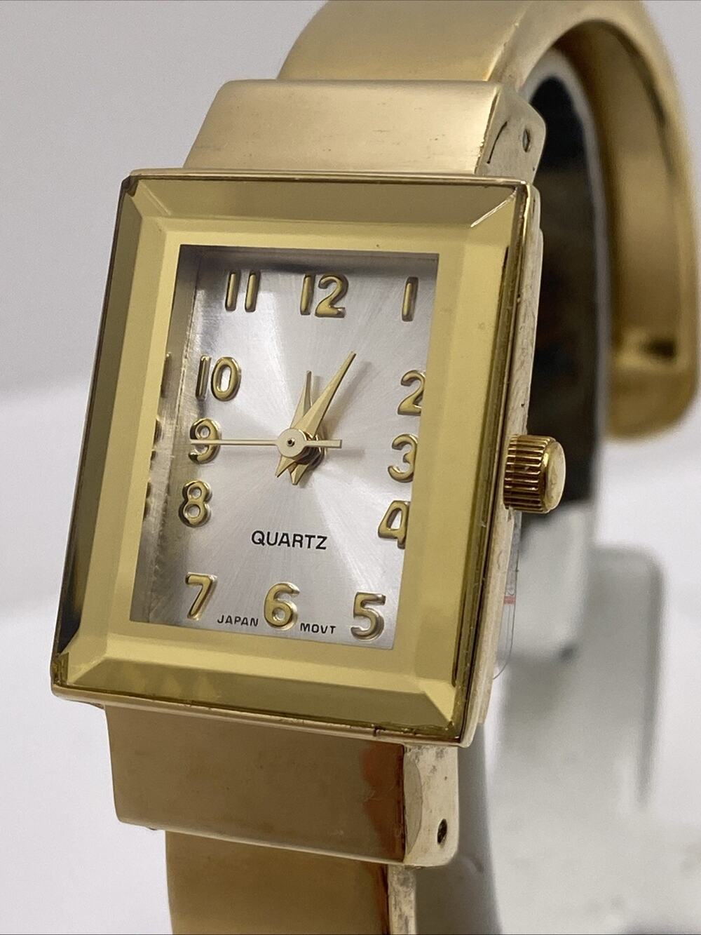 Womens Gold Tone Cuff Bangle Watch New Battery